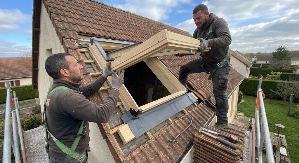 Travaux d'étanchéité autour d'une fenêtre de toit